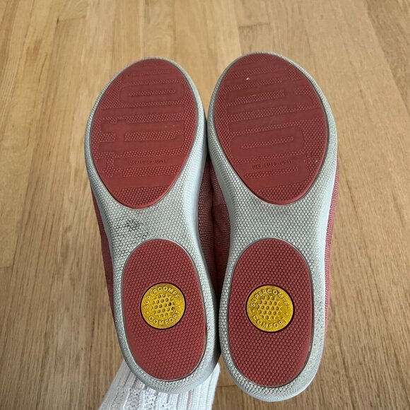 FitFlop Red Gold Textured Leather Loafers Women's Size 11 - Picture 9 of 9